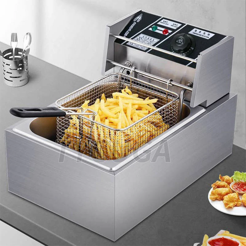 6 L Coercial Fryer Stainless Steel Deep Fryer French Fries Chicken Fast-Heating Snack Fried hine 220/110 2500 W