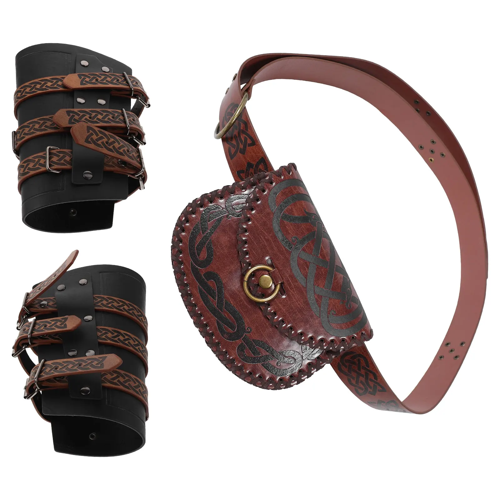 

3 шт. аксессуары в средневековом стиле с тиснением из искусственной кожи, поясная сумка для костюмированной сумки, мероприятия