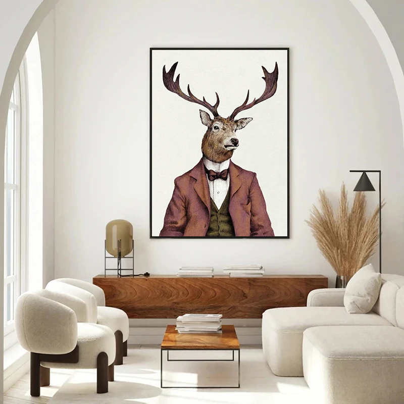 Vintage Animal Photo Album Canvas Paintings Old Family Album Poster and Print Wall Art Picture for Home Decoration