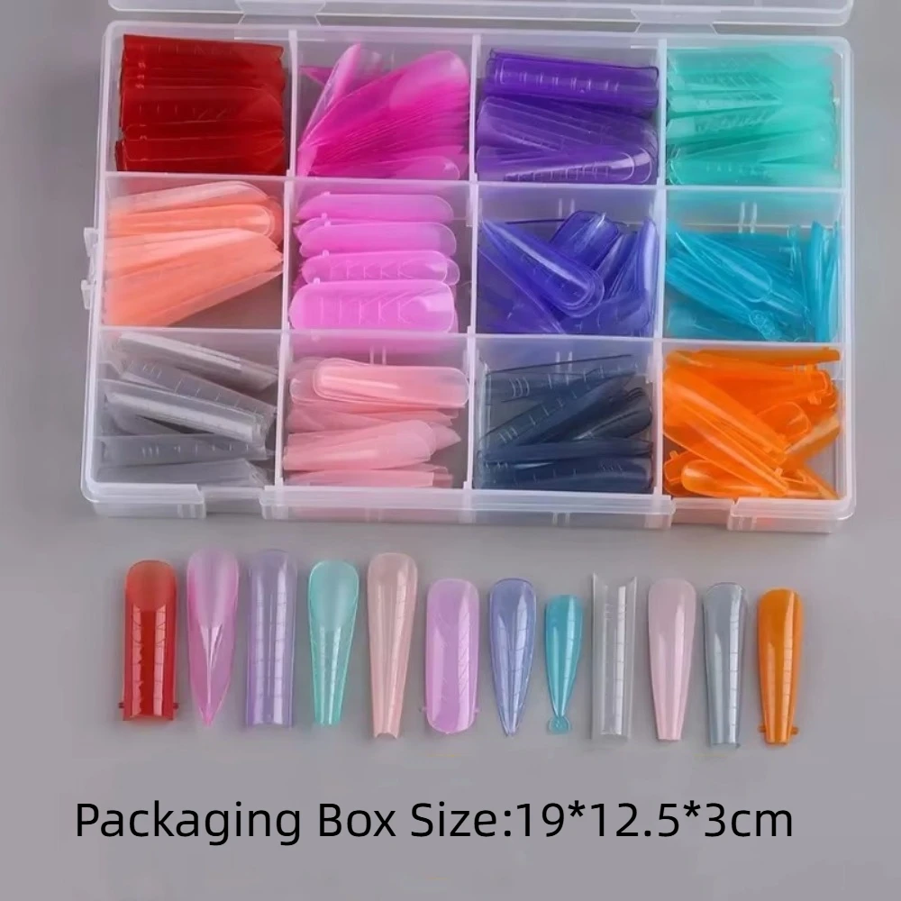 Ensemble de faux ongles colorés à double forme, en acrylique, réutilisable, en cristal, étendu, divers modèles, pour femmes, 2025