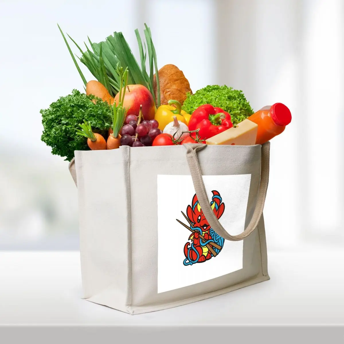 Knitting Dragon Tote Bag great bag Portable shopping bag cloth woman eco pack