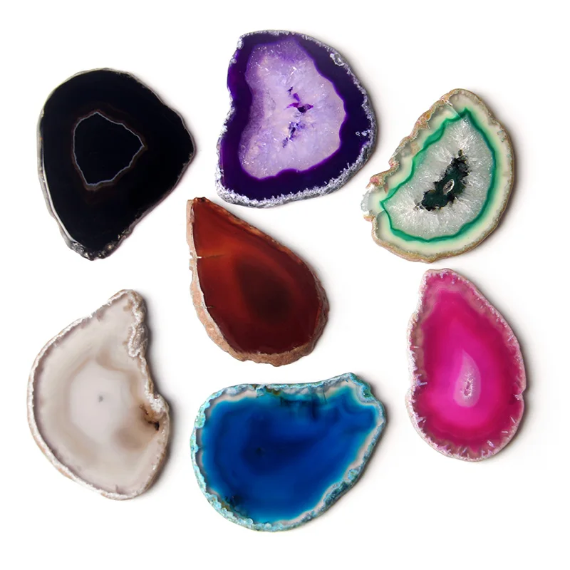 

50-80mm Natural Agates Slice No Hole Irregular Flat Agates Geode Slices Reiki Healing Energy Stone Slice for Jewelry Home Decor