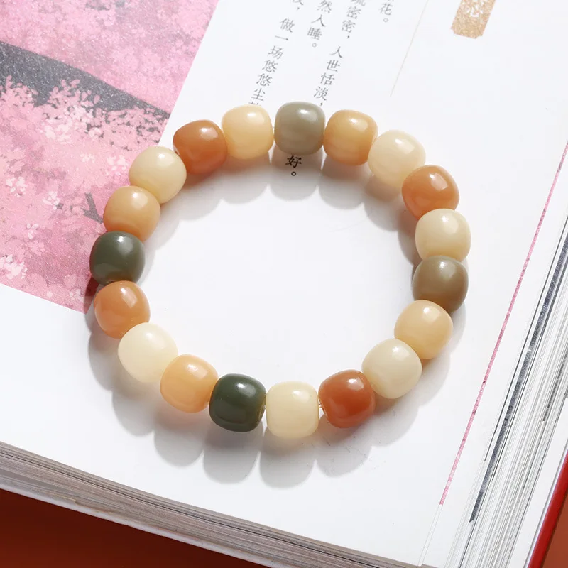 Multicolor Buddha Wood Beads Natural Weathered Bodhi Root Beaded Bracelets for Women Men Fashion Jewelry Accessories YBR785