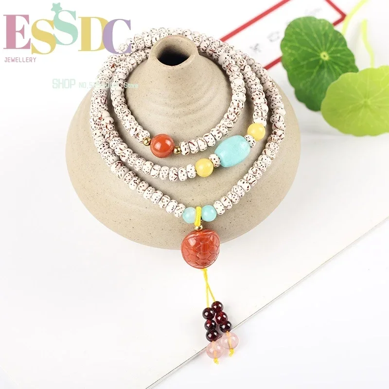 Wholesale 3X5Mm Mini Natural Star and Moon Bodhi 108 Prayer Beads Mala Rosary Bracelet Tortoise Shell Accessories