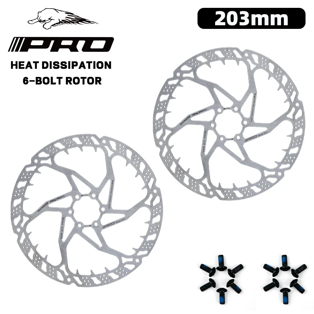 203mm Bike Rotor 6 Bolt Disc Brake Rotor Heat Dissipation for Road/Gravel HD AM Electric Bike MTB NEW