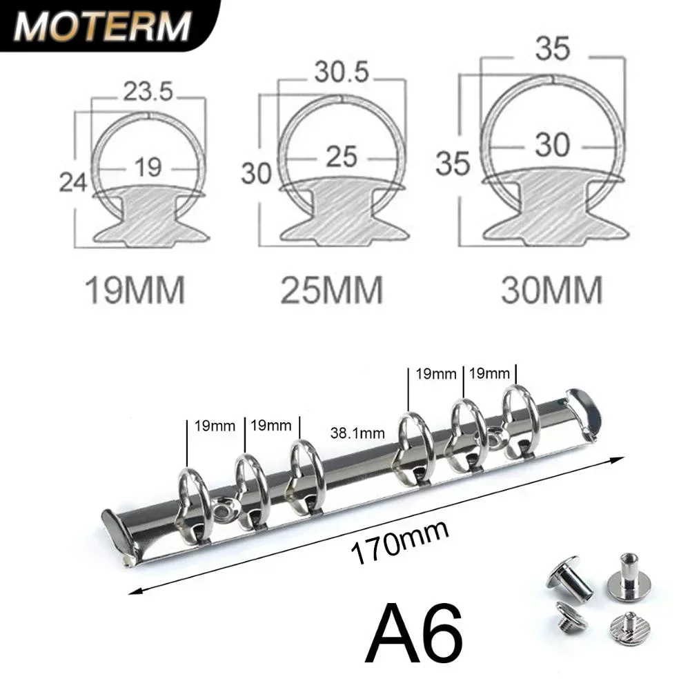 Moterm A6 Size Metal Spiral Rings Binder Clip With 2 Pairs of Screw For Diary Notebook Binder Clip File Folder