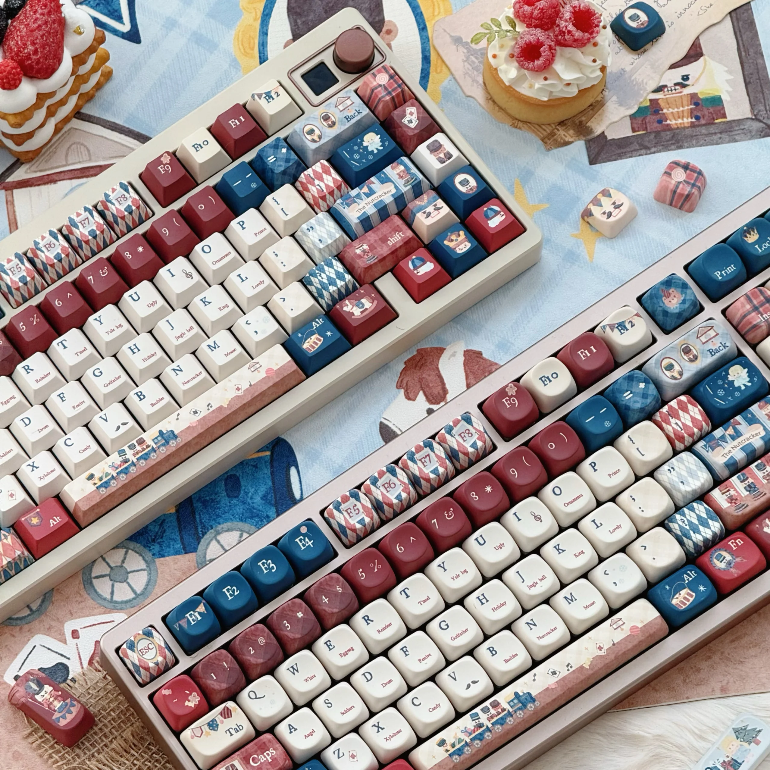 Rood Blauw Wit Thema Keycaps Set PBT Sublimatie 142 toetsen Cherry SOA Profiel Aangepaste Keycaps voor mechanische toetsenbordaccessoires