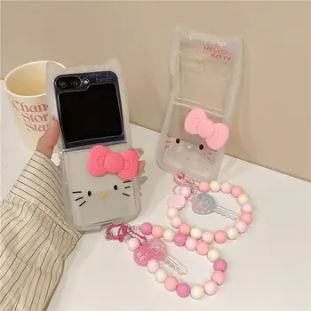 Sanrio Pouzdro na mobil Hello Kitty Sweet se šňůrkou na krk pro Samsung Galaxy Z Flip 7 Z Flip 6 Z Flip 5 Z Flip 4/3 Roztomilé pevné, proti pádu, kreslené 10 nejlepší prodej otočení zásobníku - №4