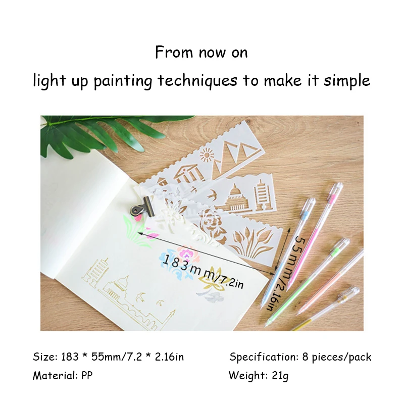 Creative Long Strip Painting Template Set, Reusable Painting Templates, DIY Handmade Decorative Hollow Pattern Painting Template