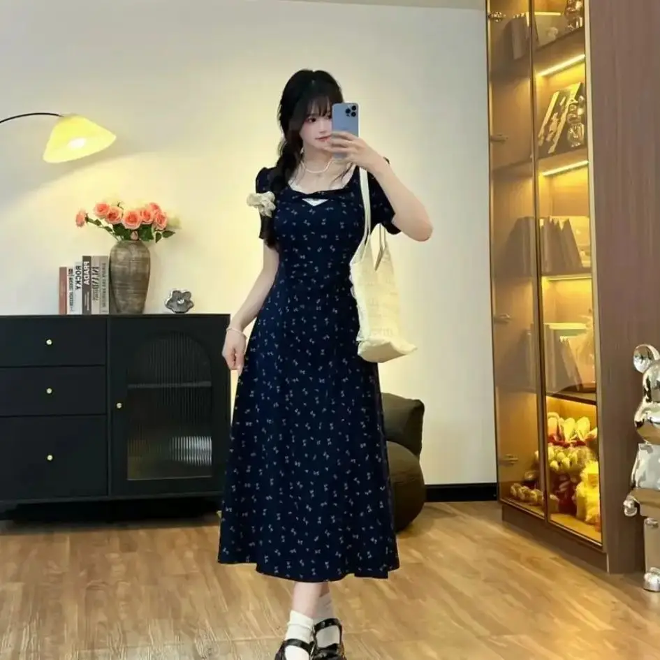 

Japan Twisted Lace Short-Sleeved French Floral Skirt Waist A-Line Floral Dress 2026 New