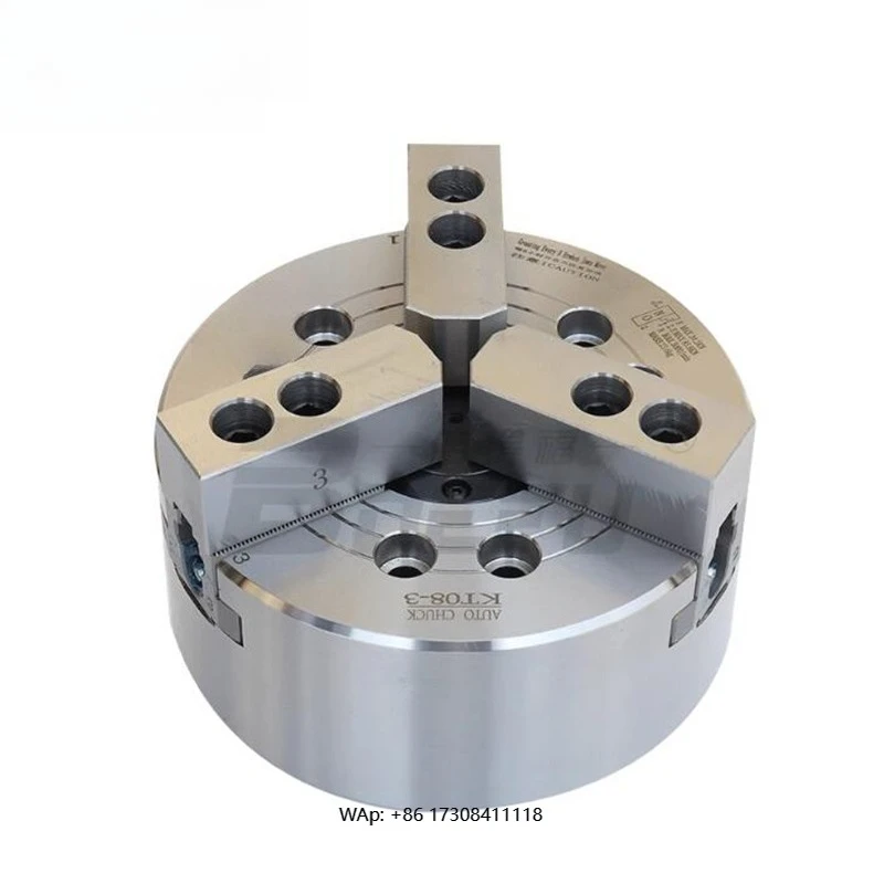 

3 Jaw Hydraulic Chuck with Hollow 200mm High Precision Power Chuck KT08-3 A5 Steel 0.02mm Accuracy Clamp for CNC Lathe