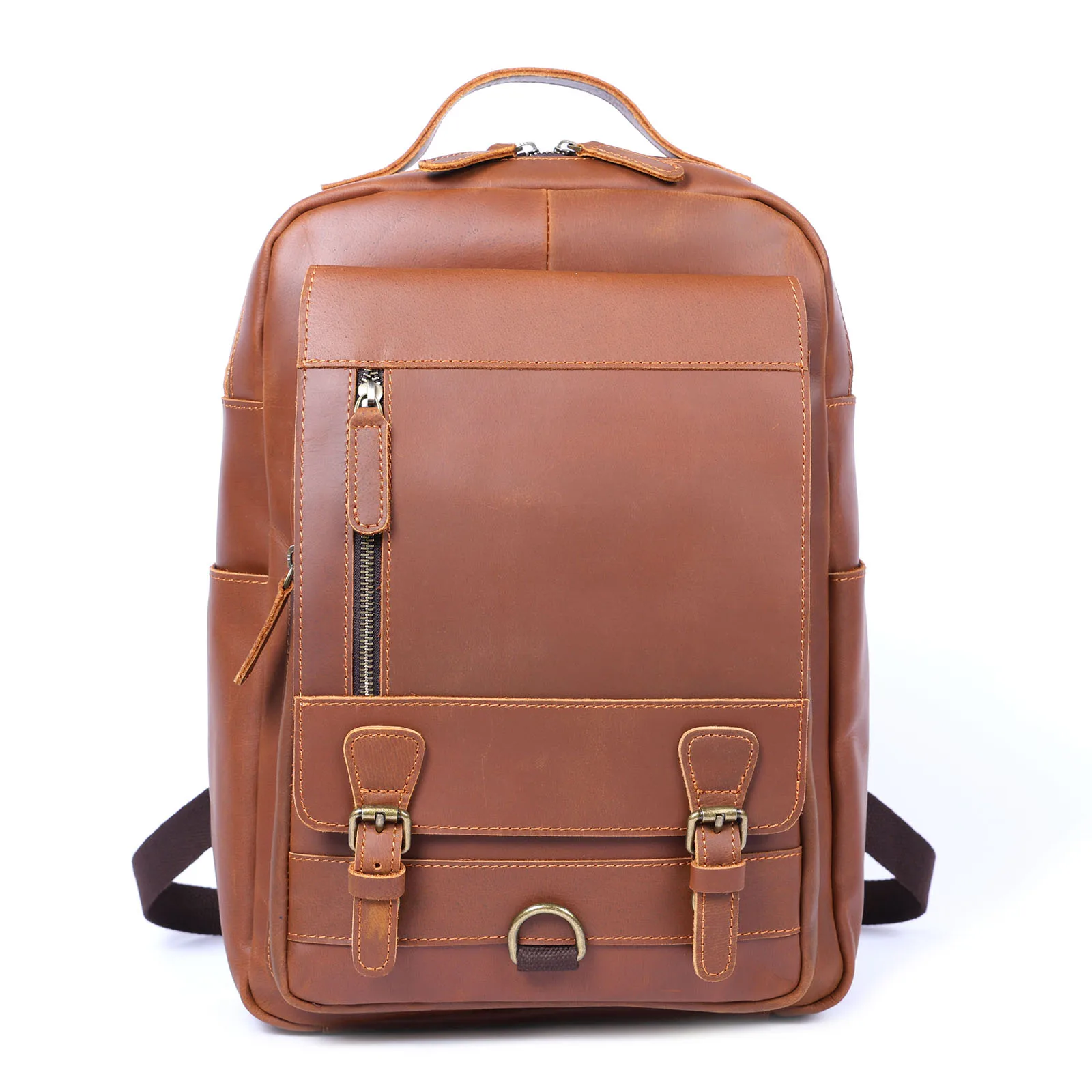 S.WORKER Vintage Echtleder-Rucksack Laptop-Tasche Crazy-Horse-Leder Schultasche Outdoor-Reise-Weekender-Schultertasche – Detail 16