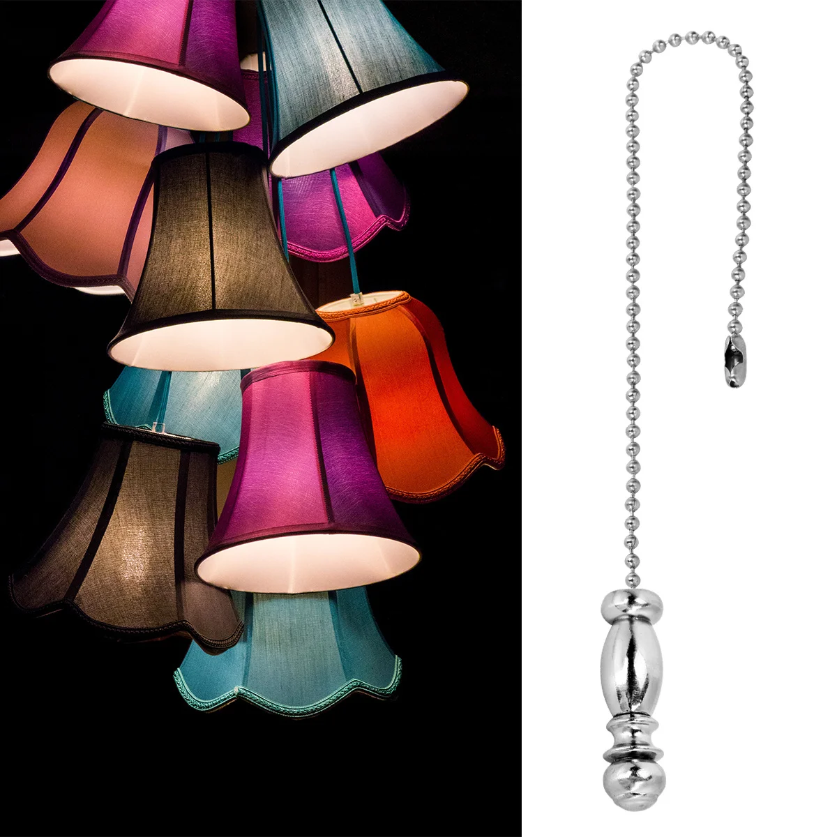 

Round Beaded Pull Chain Extender For Ceiling Fan Lamp Vintage Style Durable Rust-Resistant Chain Pendant Smooth No Burrs