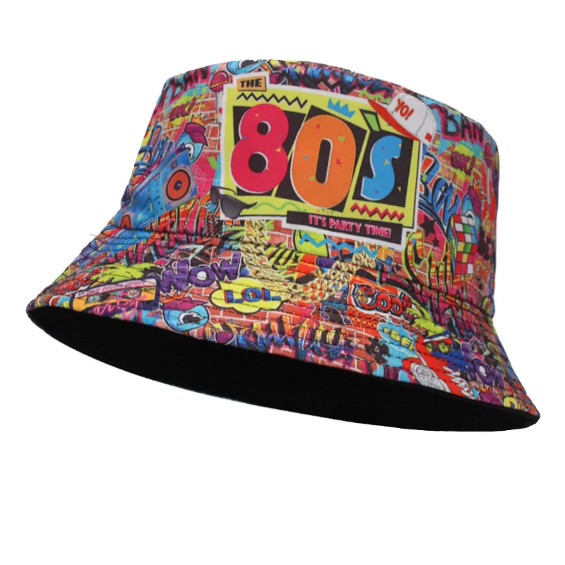 Women Bucket Hats For Men Fisherman Hat Reversible Letter Hip Hop Panama Female Bucket Cap Summer Autumn Printed Fishing Sun Hat