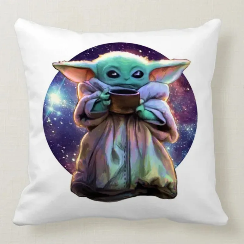 Yoda Baby Polyester Soft Cushion Cover Home Bedroom Office Hotel Car Decoration Cushion Cover Wedding Personality Gift 45x45cm .