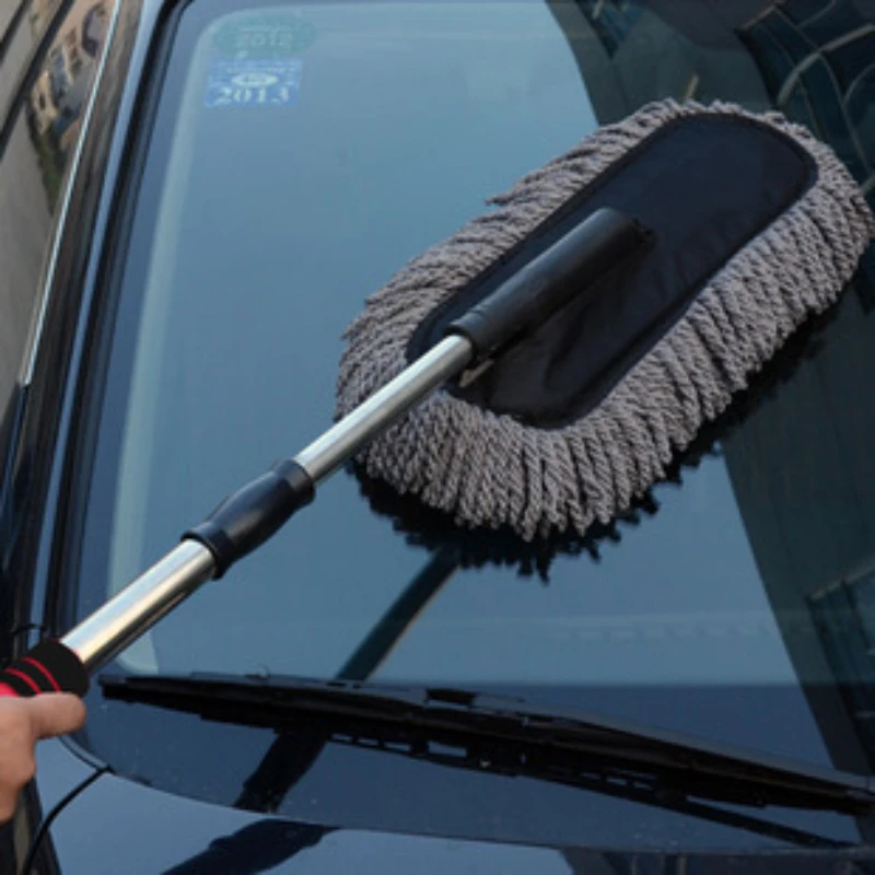 Car brush removable car wash brush telescopic flat wax brush wax drag cleaning brush car duster dust brush