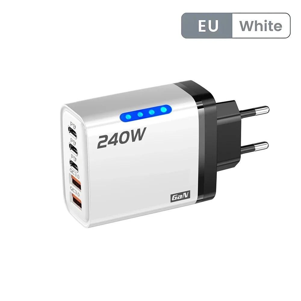 PD 240W Type C GaN Snelle oplader Multi-poorten Hoge snelheid USB-oplaadadapter voor iPad iPhone Samsung Huawei Xiaomi Oneplus