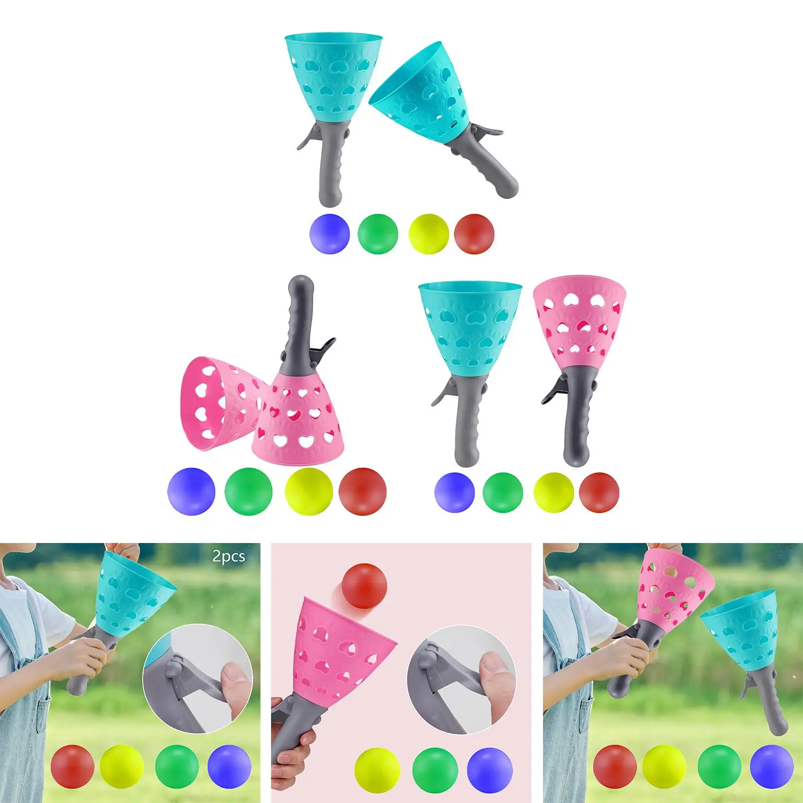 Gry na zewnątrz i wewnątrz, gra w łapanie z 2 koszykami do podwieszania i 4 piłkami, gry trawnikowe, zabawki do ogrodu dla dzieci.