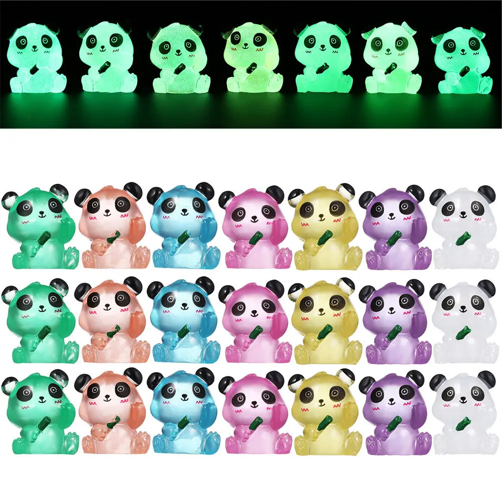

35 шт. миниатюрных светящихся фигурок из смолы, светящиеся в темноте животные для декора дома, стола, сада, ландшафтного дизайна, панда