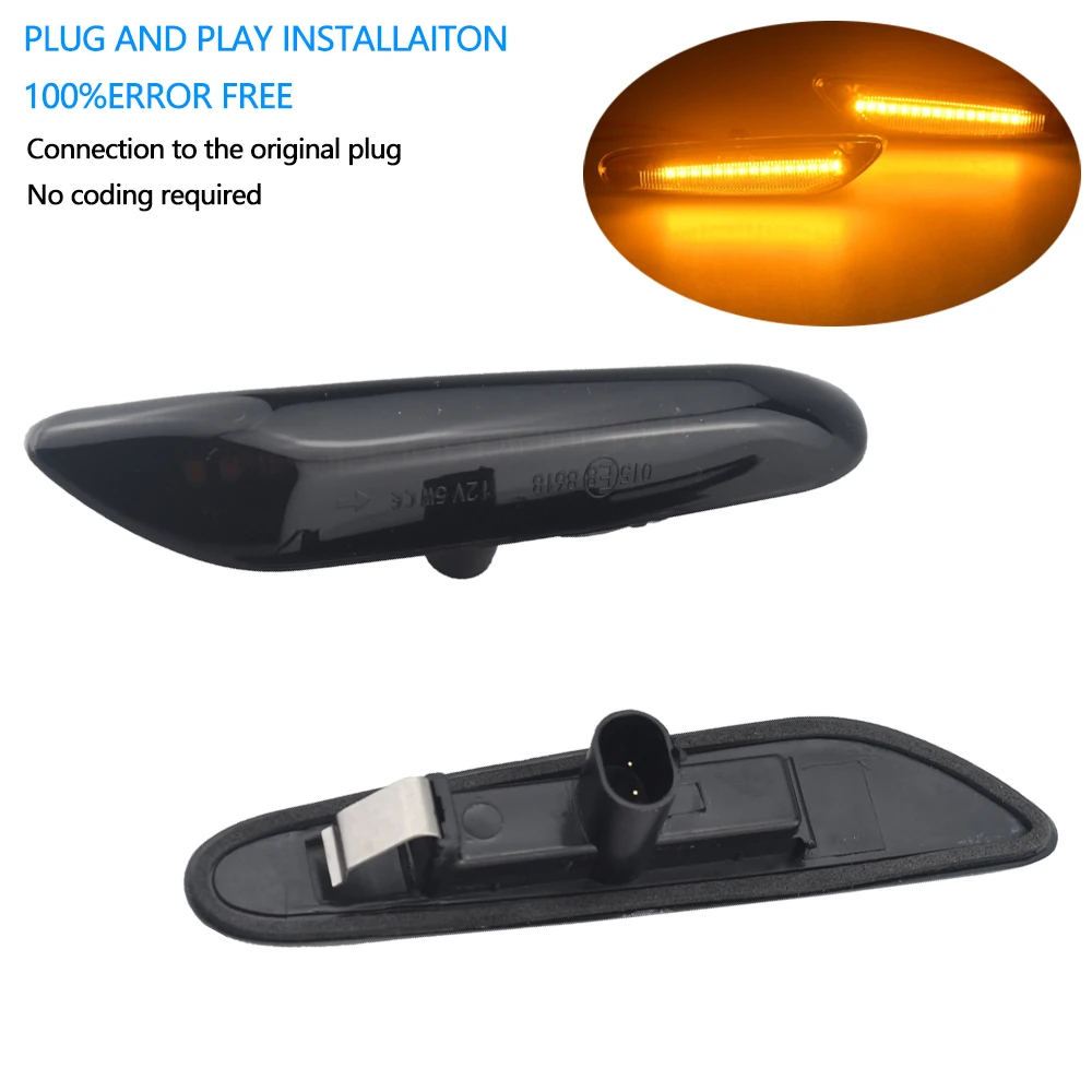 Smoke Lens Dynamic Flowing LED Turn Signal Side Marker Light Blinker Lamp For BMW E90 E91 E92 E93 E60 E87 E82 E46 Accessories view 3
