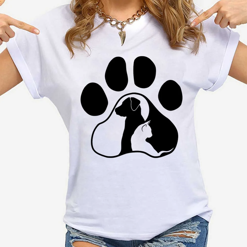 

Women T-Shirt Dog Print Short Sleeve Casual Tee Round Neck Tops