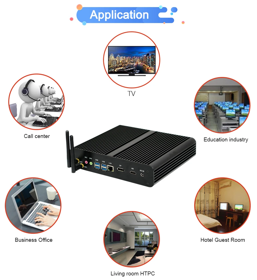 Windows Tiny Desktop Nettop i7 5500U 4650U 2*Lans 2*HDMI 1*Optical Barebone Mini PC HTPC Nuc Fanless Broadwell Computer WiFi BT