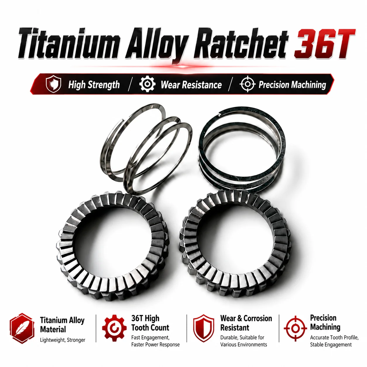 Titanlegierung 36T 60T Ratschenfassung-Upgrade für SWISS (370/350/350sl/240s) Fahrradnabe GOLDIX MTB HUBS BIKE – Detail 2
