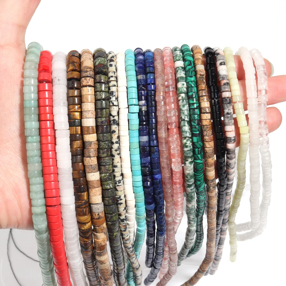 

Natural Flat Disc Round Stone Tiger Eye Agates Quartzs Jades Rondelle Beads for Jewelry Making DIY Charm Bracelet Earring