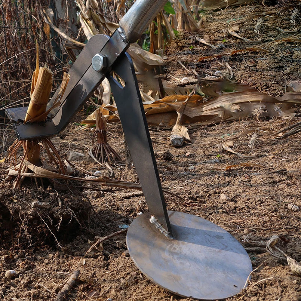 Root Puller Tool for Corn Cotton Eggplant Peppers - Manual Farming Weeder with Clamping Mechanism and Ergonomic Aluminum Grip