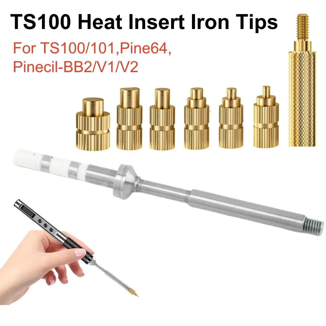

For TS100/101 Pine64 Pinecil Soldering Iron Tip Adaptors For Hot Melt Insert Nut Insertion Nut M2 M2.5 M3 M4 M5 M6