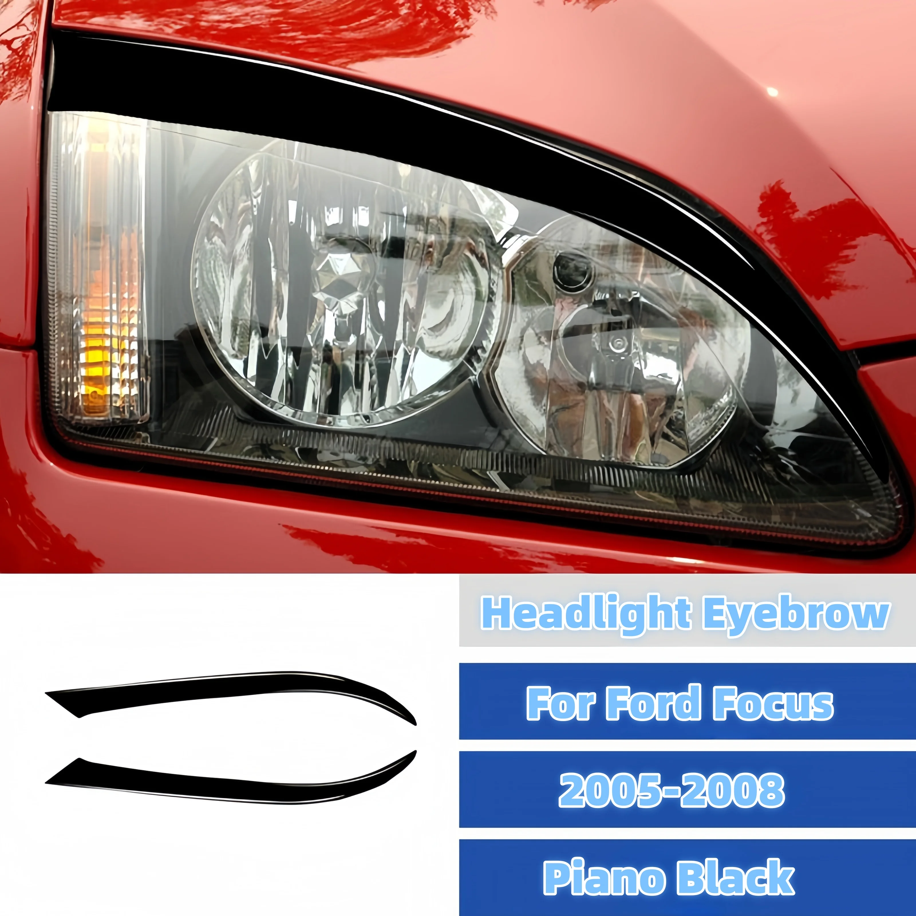 

Черная Автомобильная накладка на переднюю фару для Ford Focus 2005-2008, защитная накладка на веко для бровей, стикер, аксессуары для автомобиля