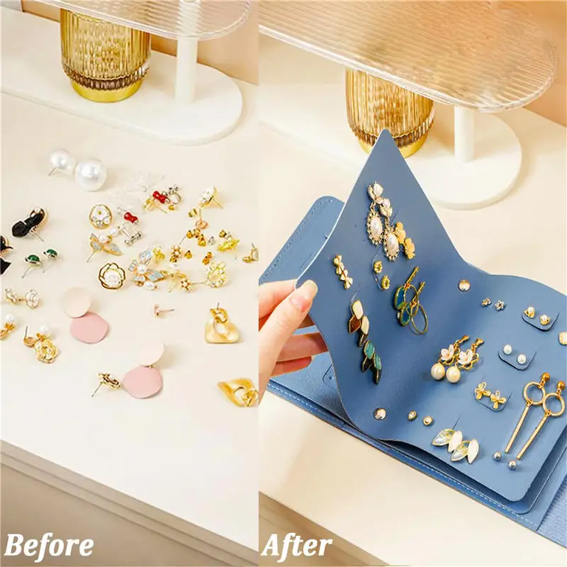 

Portable Travel Earring Storage Bag Large Capacity Multi-layer Jewelry Storage Bag Women's PU Leather Dust-proof Storage Book