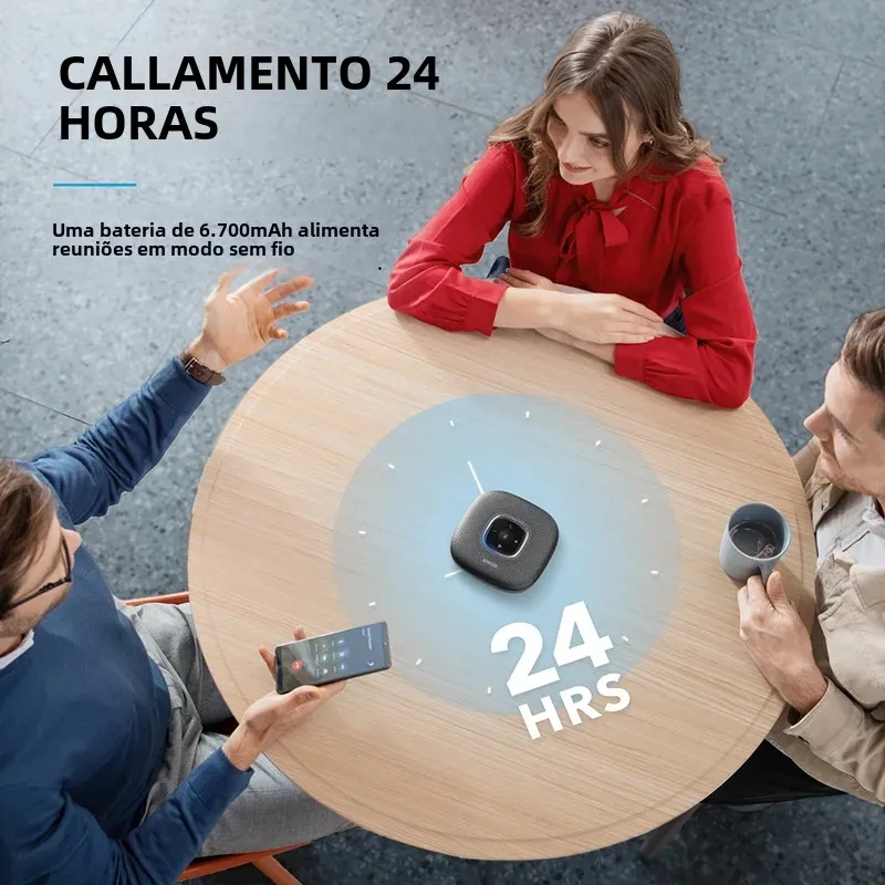 Anker-PowerConf 블루투스 스피커폰 회의 스피커, 6 마이크 포함, 향상된 음성 픽업, 24 시간 통화 시간