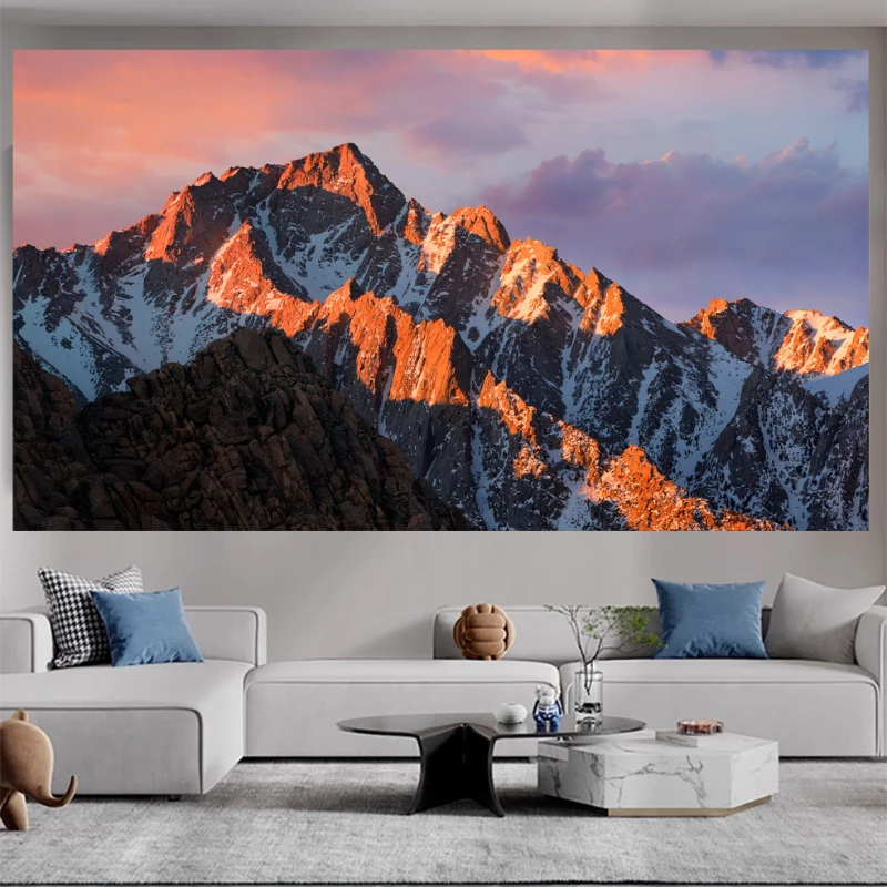 VIKAMA Snow Mountain Sunset Tapestry Wall Hanging Aesthetic Nature Wall Decor Boho Bedroom Living Room Yoga Room Home Decor