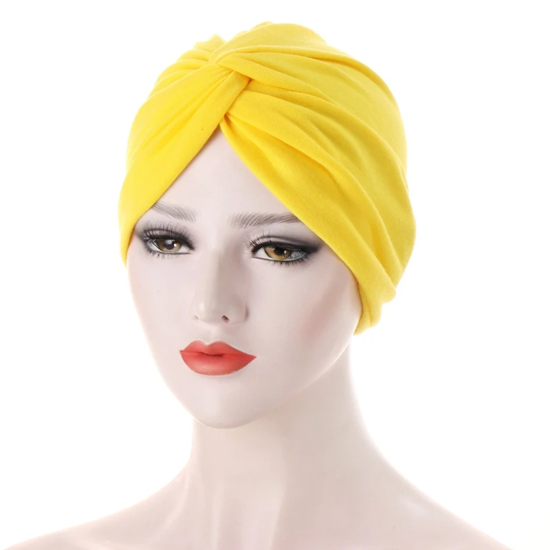 16 Kleuren Vrouwen Moslim Frontale Kruis Motorkap Hijab Tulband Hoed Effen Kleur Chemo Cap Hoofddoek Headwrap Chemotherapie Hoodie Hoed