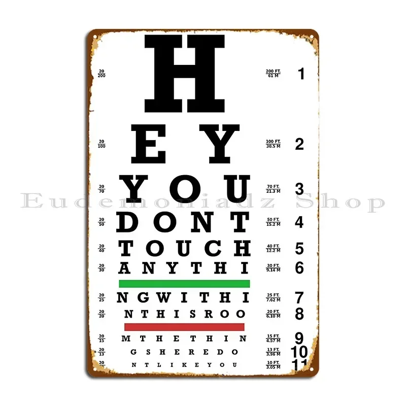 Don T Touch Vision Test Chart Metal Plaque Poster Vintage Design Kitchen Printed Club Bar Tin Sign Poster