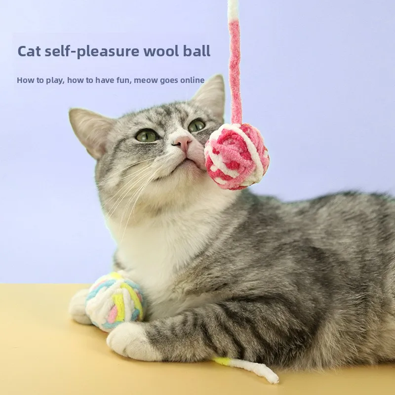 

Wool Ball Cat Toy Ball Large Cat Teaser Stick Self-Hi Bored Kitten Bell Ball Pet Cats Products