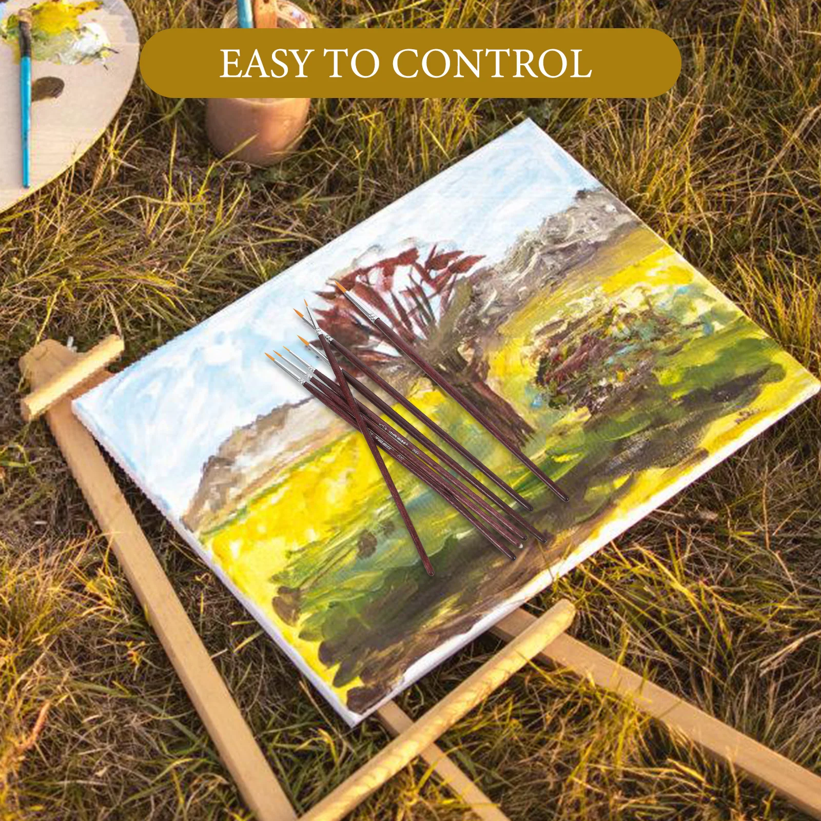 7 قطع من الفرش اليدوية التفصيلية، أدوات شعيرات نايلون ذات طرف رفيع صغير لبطانة فنية للأظافر على شكل ألوان مائية من الأكريليك