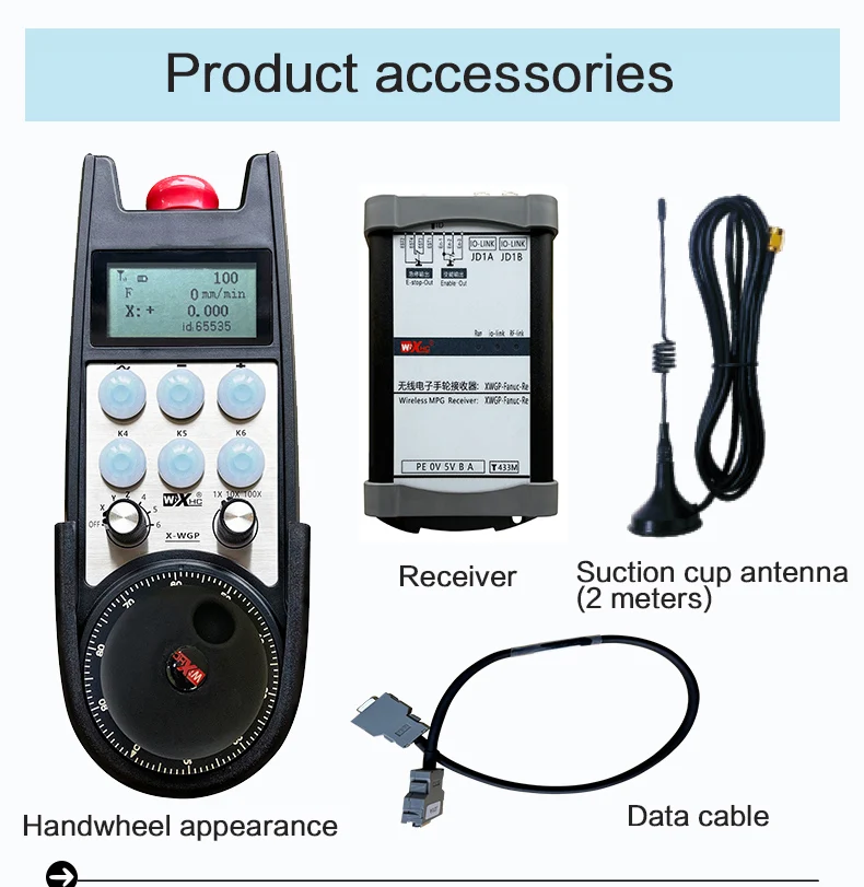 XHC CNC Machine Tool Real Time Display 6axis Wireless MPG Pendant for FANUC Display Workpiece's Coordinates  XWGP-ETS-FANUC