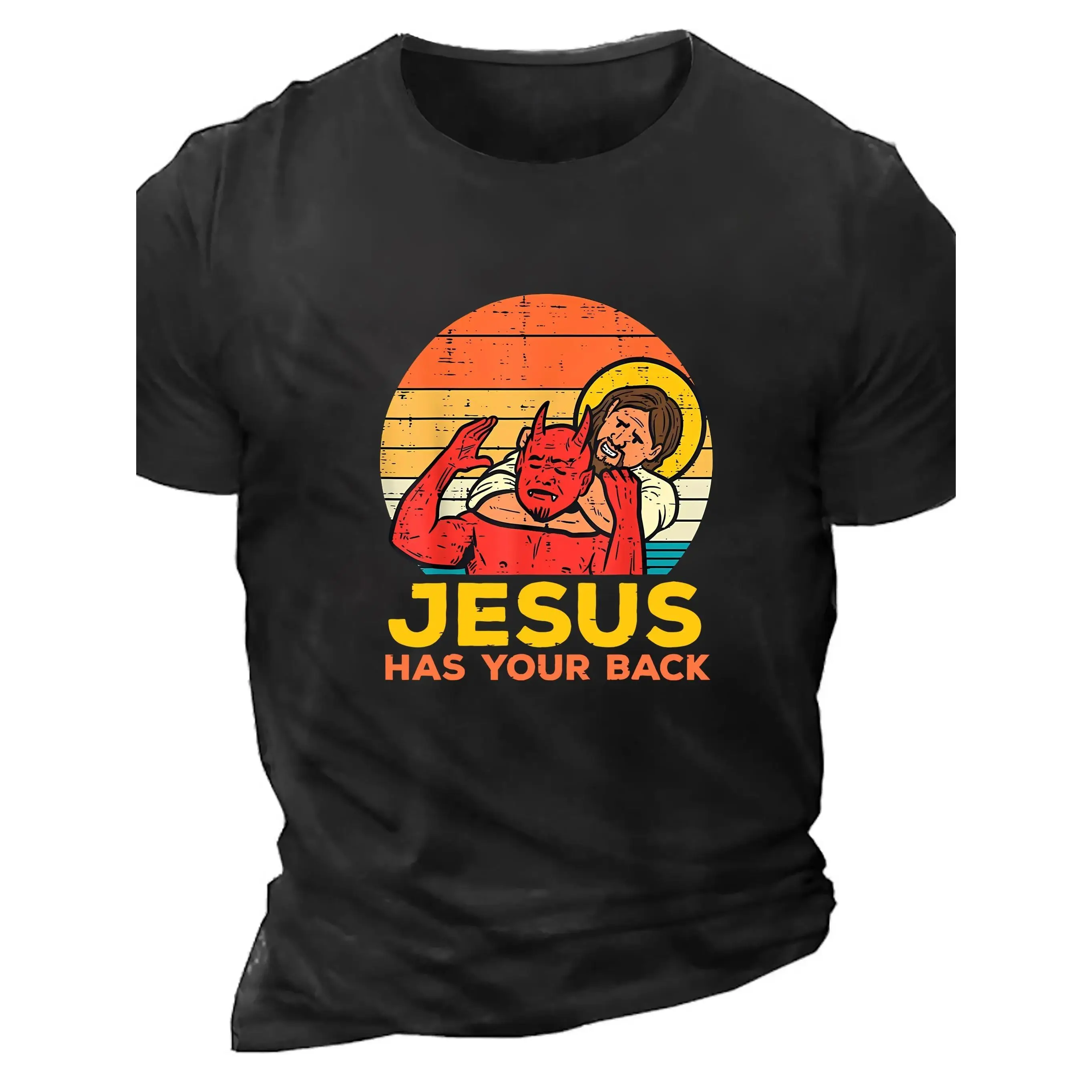 

Funny Jesus Has Your Back T-Shirt Christian Faith Graphic Tee Men's Vintage Religious Humor Top