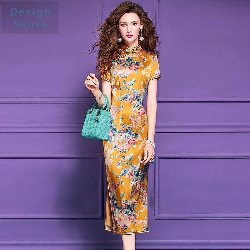 

Women's Commuting Wear Silk Printed Dress Summer New Chinese Style High-End Lady Cheongsam