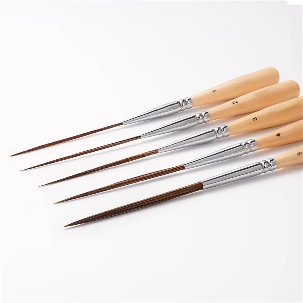 ABNQ Long Liner Brush, 5pcs Ox Ear Hair Liner Paint Brush Set for Filling Corners, Marking, Outlining, Creating Edge Borders