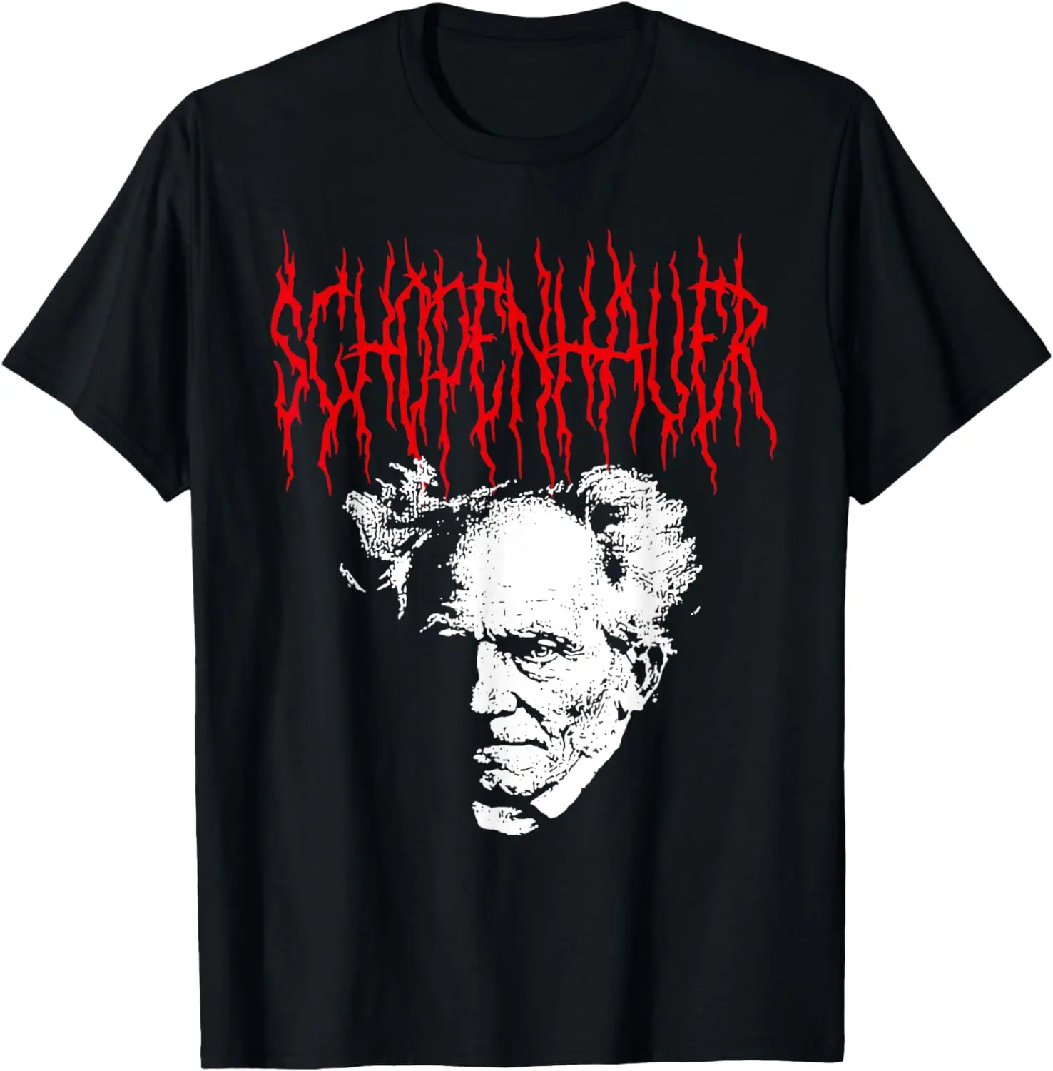 Arthur Schopenhauer Death-Metal Style Philosophy Design T-Shirt