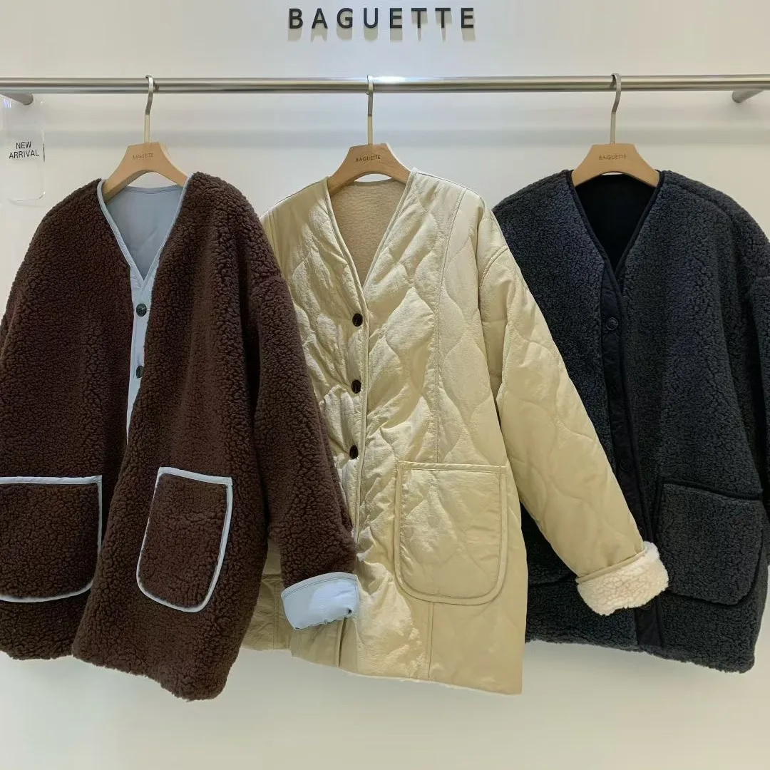 Kurtka damska z bawełny Thiened, dwustronna, elegancka, jesienno-zimowa, nowa, modna, kolorowa, płaszcz do pracy, luźny krój, dł...