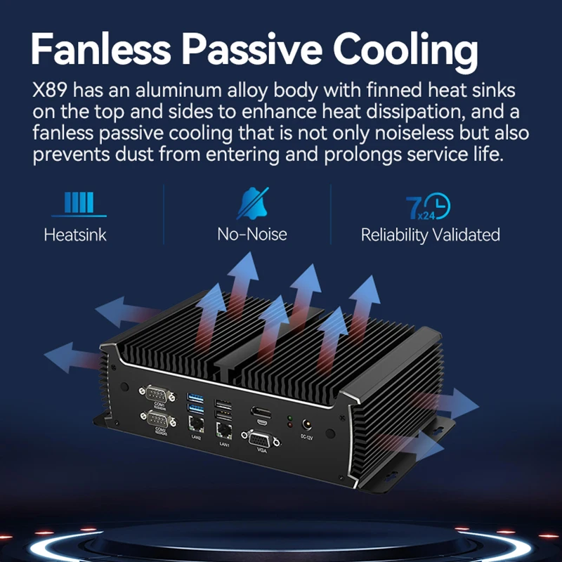 Fanless IPC Intel Core i7-1165G7 Industrial IoT Mini PC 6x COM RS232/485 2x Ethernet Support WiFi 4G LTE SIM GPIO Windows Linux