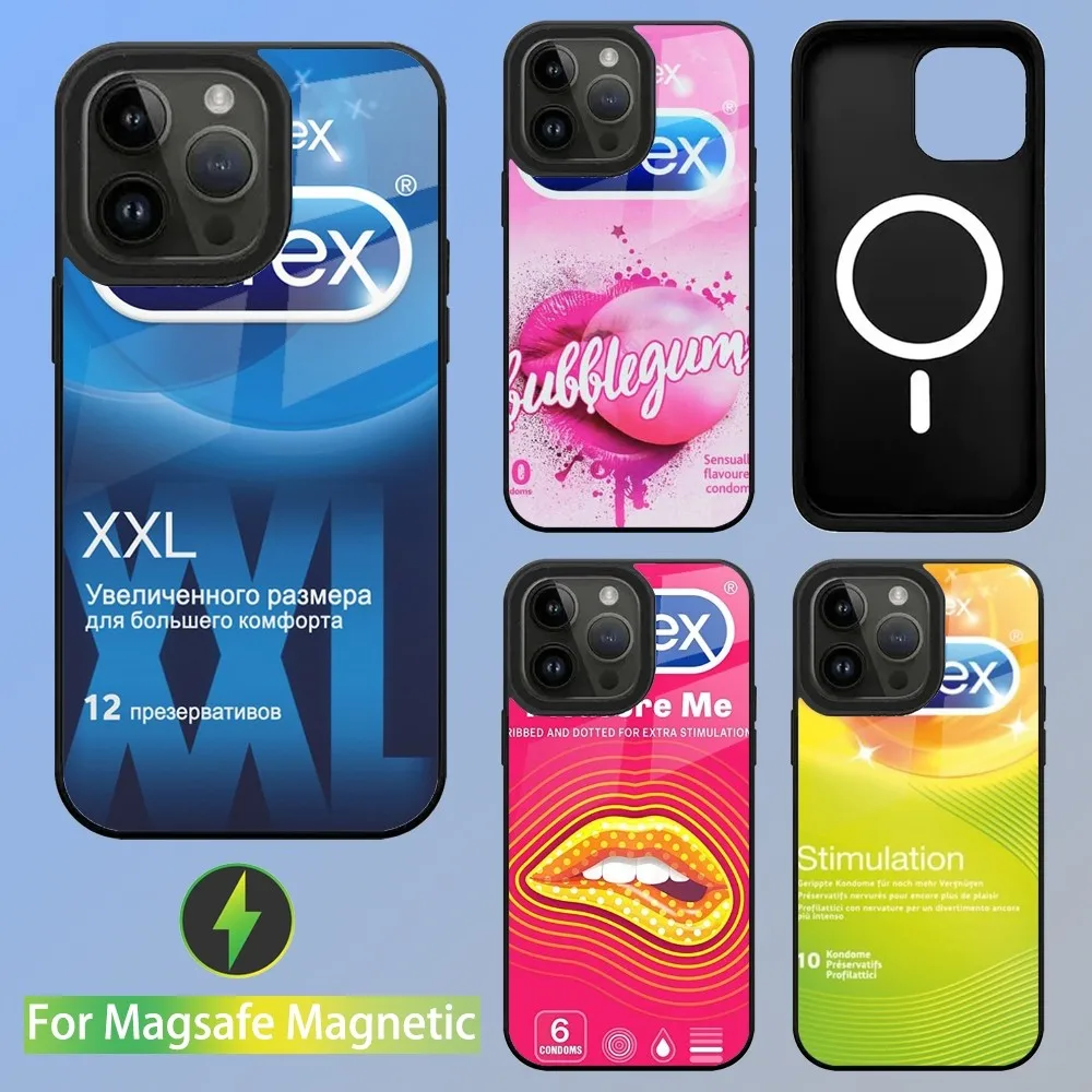 D-Durex Sexy Condom Box Phone Case For iPhone 15,14,13,12,11,Plus,Pro,Max Mini Magsafe Magnetic Wireless Charging