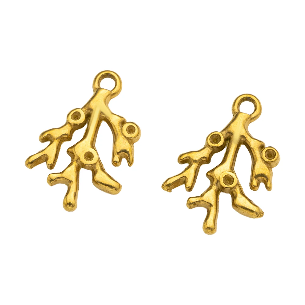 5Pcs/Lot Stainless Steel Charms Coconut Tree Coral Pendants For DIY Bracelet Necklace Jewelry Making Accessories Wholesale