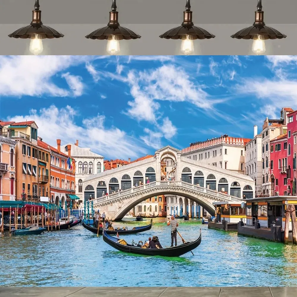Tela de fondo para pancartas en el puente Rialto en Venecia, Italia, para fiestas de cumpleaños y fondos de fotografía para decoración del hogar