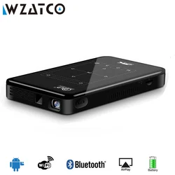 WZATCO CP09 Android OS WIFI Bluetooth Pico Mini Micro Laser DLP Projector Portable Proyector with Battery for Home Theater
