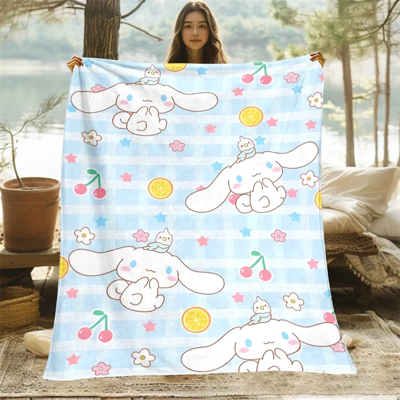 Throw Blanket Cinnamoroll Cute Cartoon Printed Soft Blanket Soft Warm Flannel Blanket Gift Home Furnishings